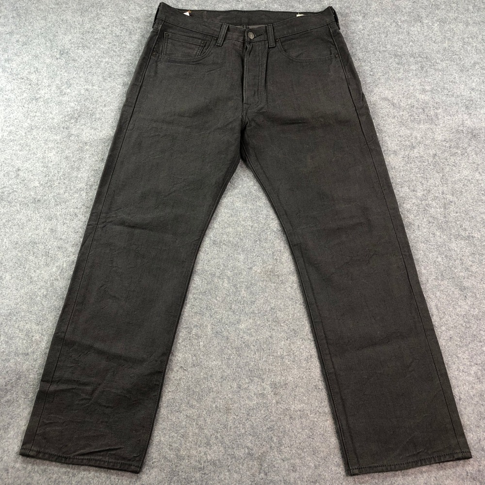 Levis 501 Mens Jeans 33x30 (fits 33x29) Gray Dark Wash Classic Button Fly Cotton